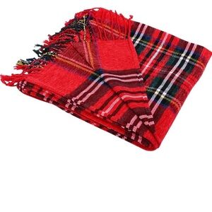 Plaid Chenille Throw Blanket, Extra Soft Cozy Knitted Decorative Blanket